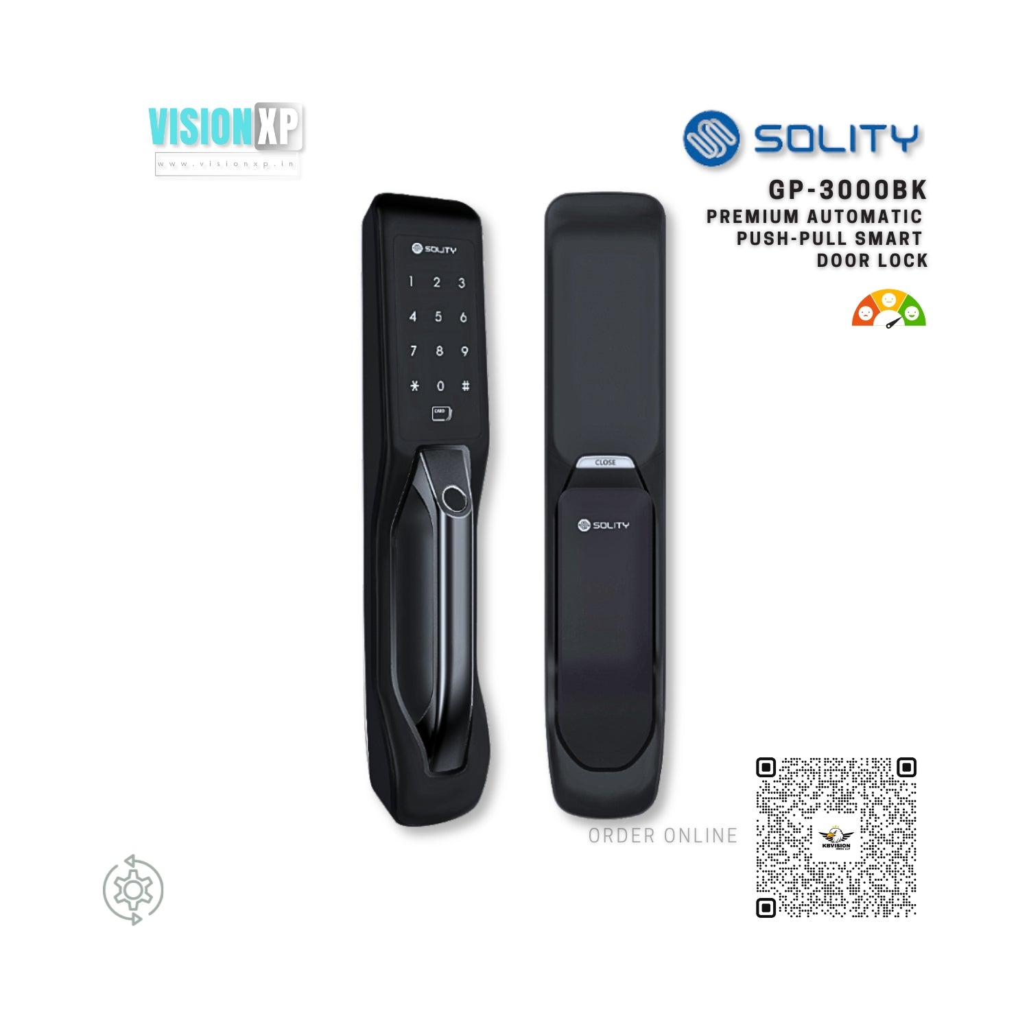 Solity GP-3000BK Premium Automatic Push-Pull Smart Door Lock Solity GP-3000BK Premium Automatic Push-Pull Smart Door Lock